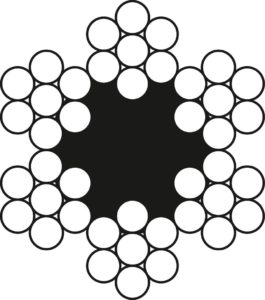 Канат д.16.5мм, 6x7-FC (1-6), м.гр. 1770, без покриття U, ліве хрестове zS (для підвісних доріг, кабель-кранів, суднові, тягові)